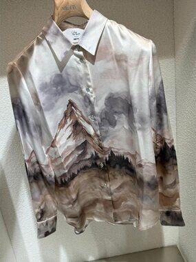 Sleep No More Silk Shirt With Fantasy Canvas Tag Size M Women